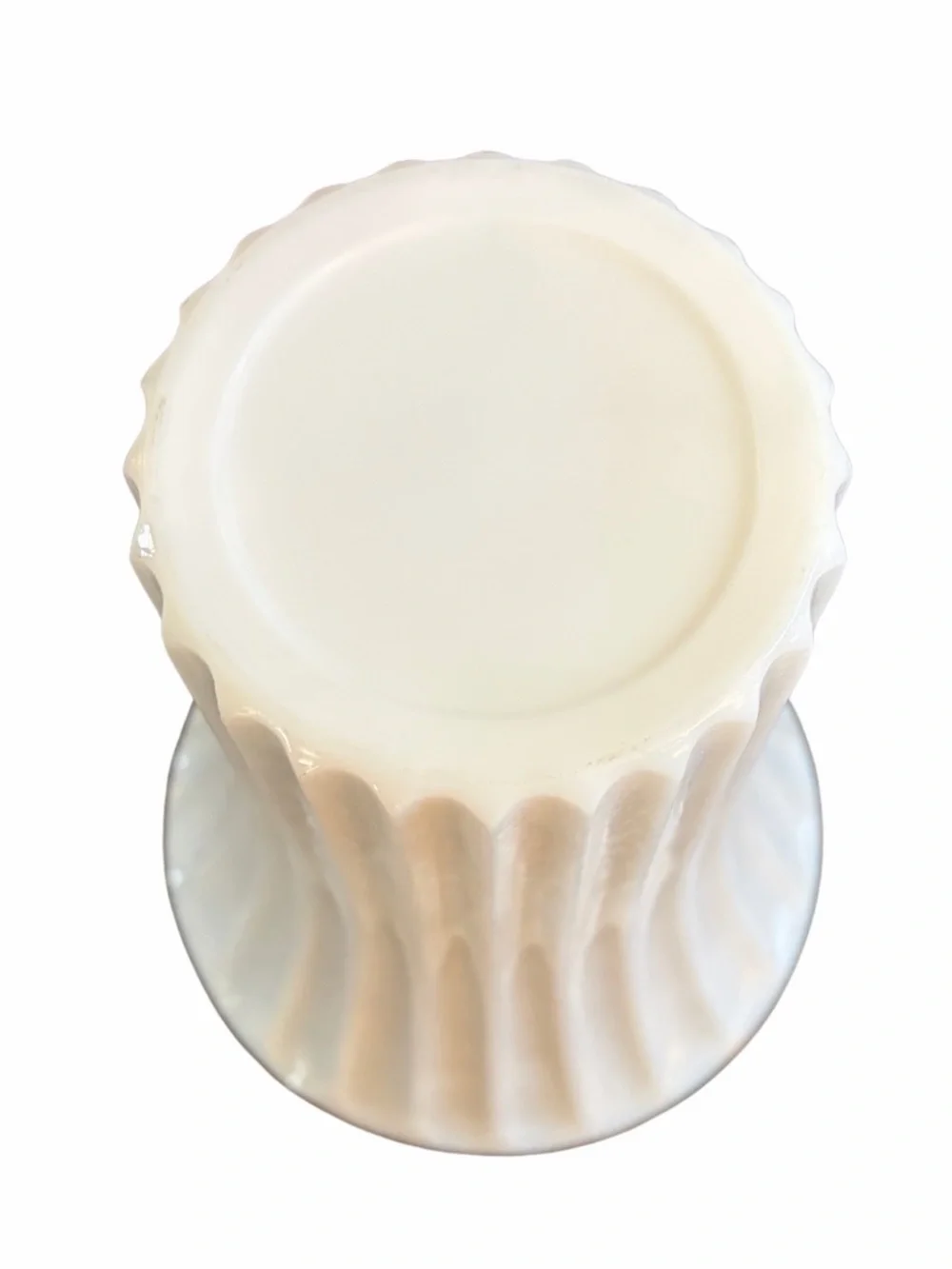 Vintage White Milk Glass Flared Fluted 8” Vase